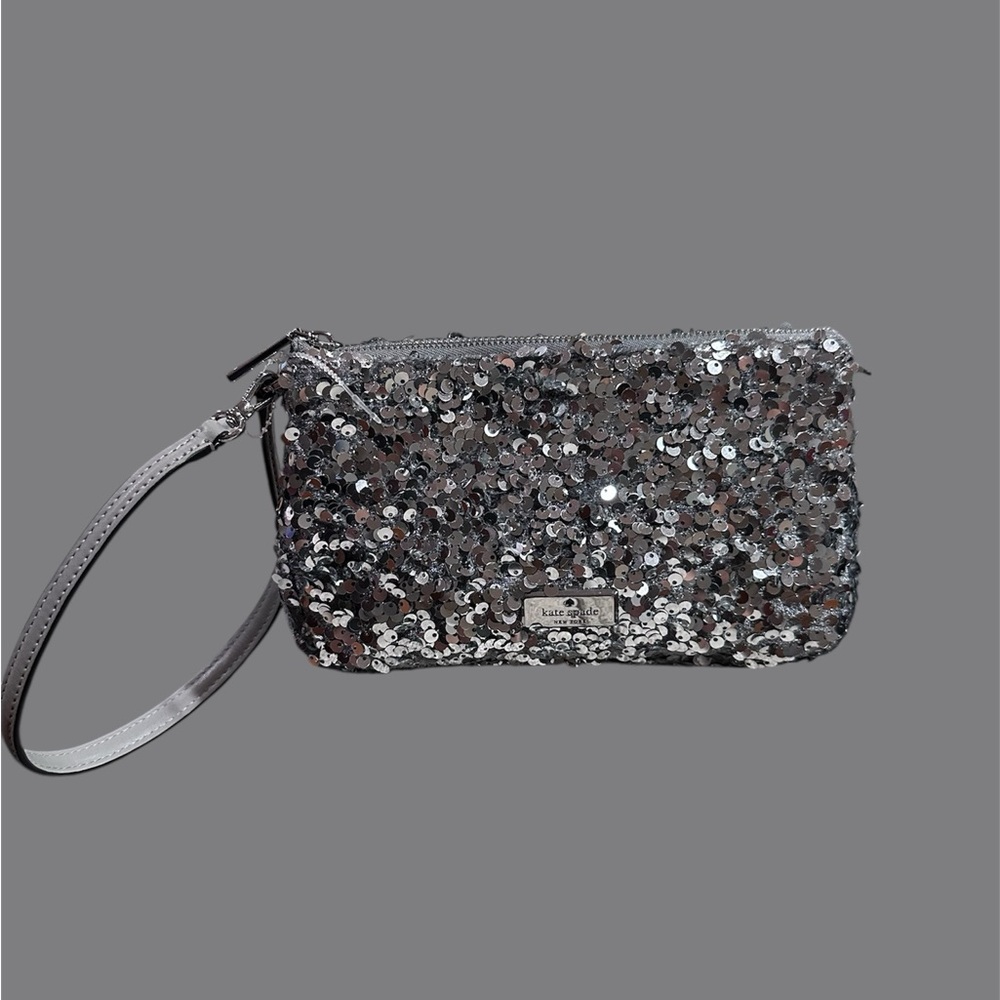 Kate Spade Glittering Silver Wristlet
